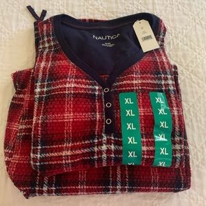 NWT XL Nautica long sleeve red/blue plaid set